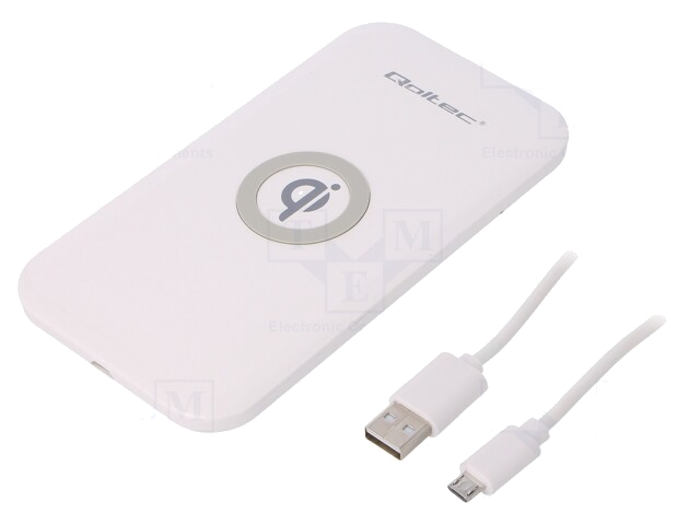 Inductielader; wit; Standaard: Qi,Quick Charge 3.0; 5÷9VDC; 10W Inductielader; wit; Standaard: Qi,Quick Charge 3.0; 5÷9VDC; 10W